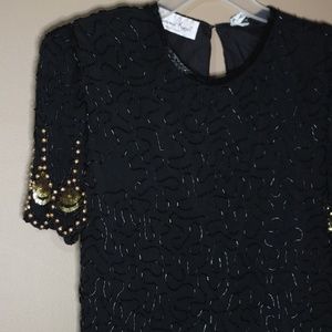 Vintage Lawrence Kazar Beaded Blouse